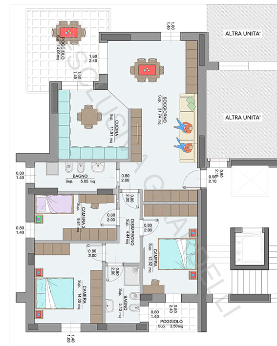Planimetria appartamento B1a con poggioli – Easy Life Rovereto, Casa B