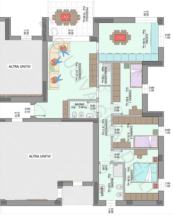 Planimetria appartamento B1c con poggiolo – Easy Life Rovereto, Casa B