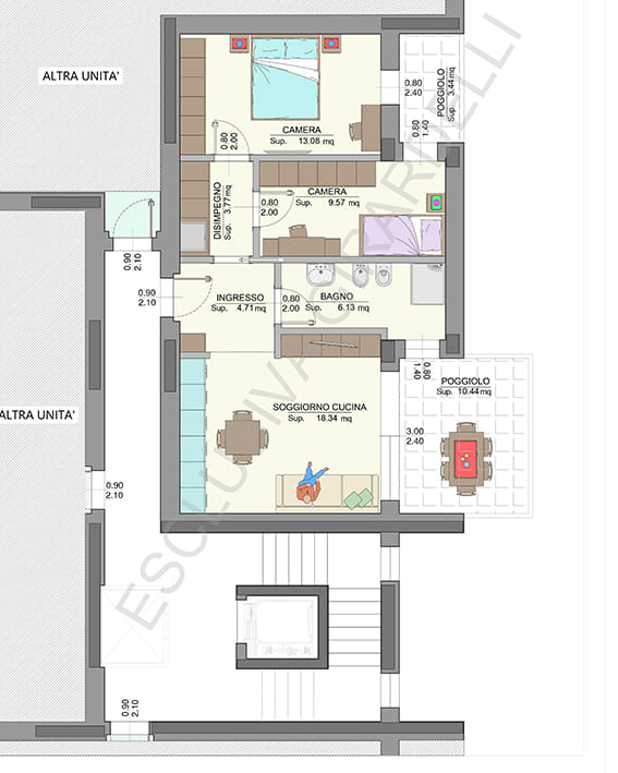 Planimetria appartamento B1d con poggioli – Easy Life Rovereto, Casa B