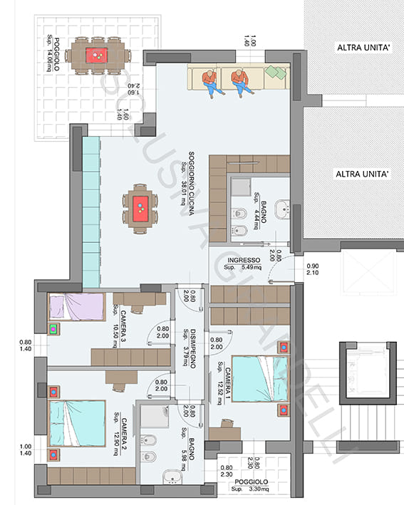Planimetria appartamento B3-2a con poggioli – Easy Life Rovereto, Casa B