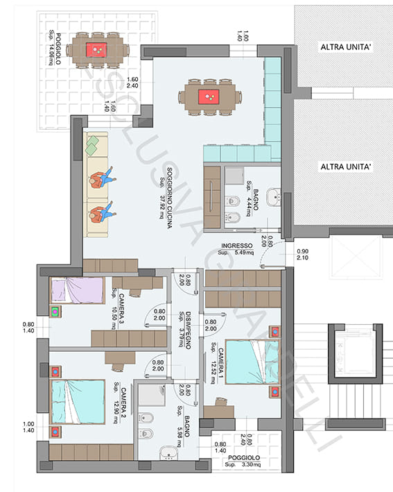 Planimetria appartamento B4-2a con poggioli – Easy Life Rovereto, Casa B