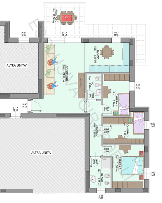 Planimetria appartamento B5-c con poggiolo – Easy Life Rovereto, Casa B