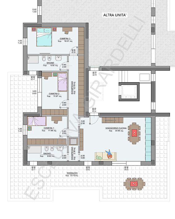 Planimetria appartamento B6-a con terrazzo – Easy Life Rovereto, Casa B