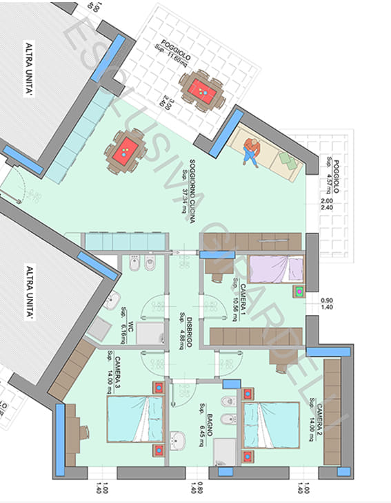 Planimetria appartamento A4C con poggioli – Easy Life Rovereto, Casa A